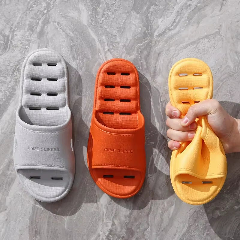 Unisex EVA Non Slip Soft Bottom Leaking Shower Man Woman Home Slippers Punching Bathroom Quick Drying Slipper