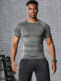 Basketball Sport Compression Tight Tee, Men Fitness Short Sleeve Running Training Shirt