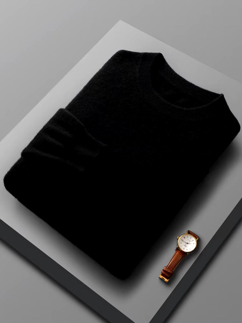 Spring Autumn 100% Pure Merino Wool Pullover Sweater Men O-Neck Long-Sleeve Cashmere Knitwear Female Clothing Grace