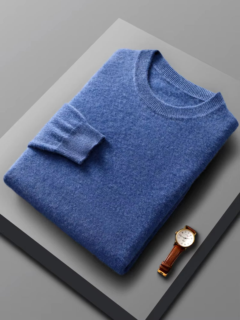 Spring Autumn 100% Pure Merino Wool Pullover Sweater Men O-Neck Long-Sleeve Cashmere Knitwear Female Clothing Grace