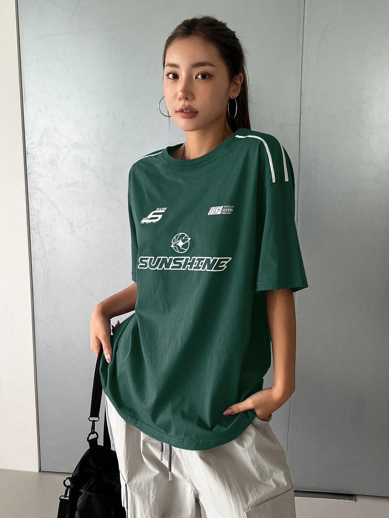 DAZY Summer Casual Loose Short Sleeve T-Shirt with Letter Print Oversized T-Shirt,Graphic Tees