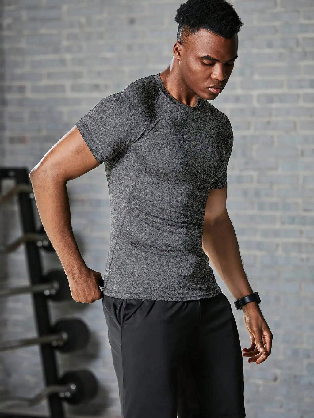 Basketball Sport Compression Tight Tee, Men Fitness Short Sleeve Running Training Shirt