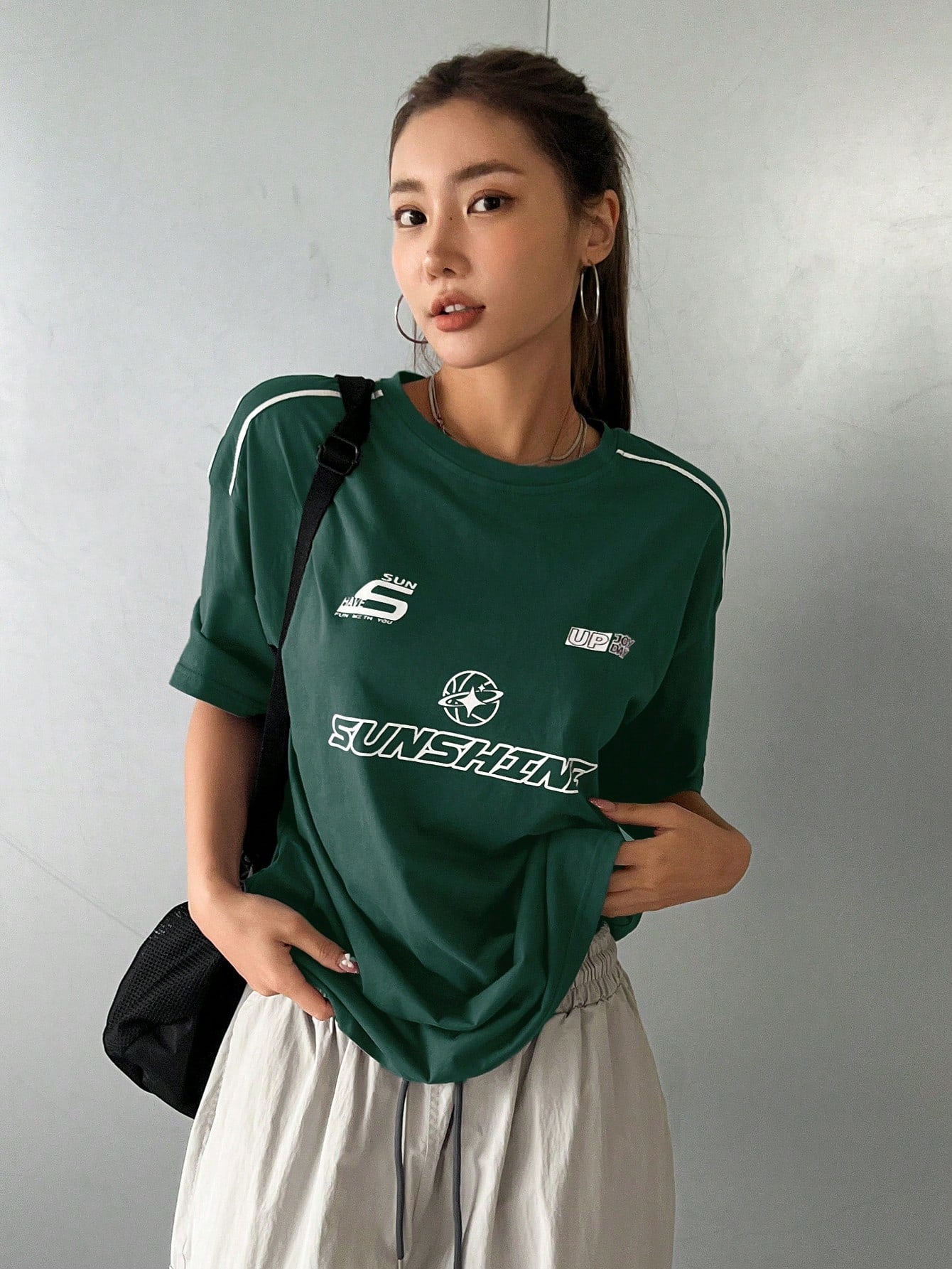 DAZY Summer Casual Loose Short Sleeve T-Shirt with Letter Print Oversized T-Shirt,Graphic Tees