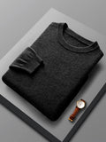 Spring Autumn 100% Pure Merino Wool Pullover Sweater Men O-Neck Long-Sleeve Cashmere Knitwear Female Clothing Grace