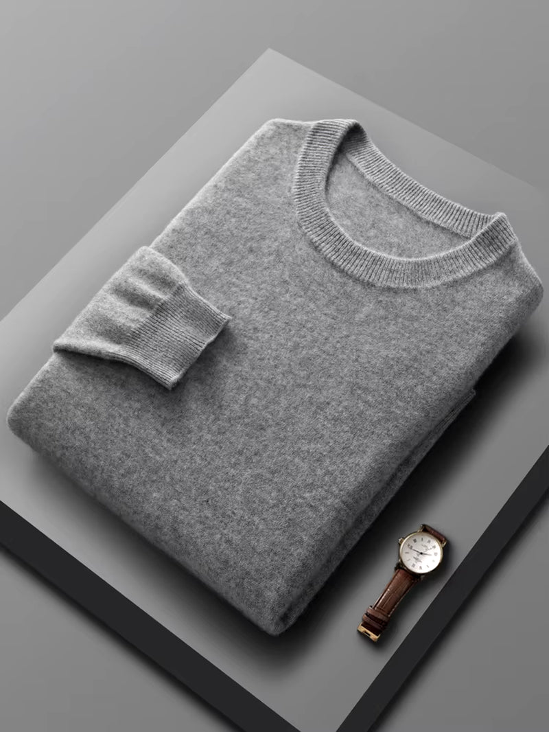 Spring Autumn 100% Pure Merino Wool Pullover Sweater Men O-Neck Long-Sleeve Cashmere Knitwear Female Clothing Grace