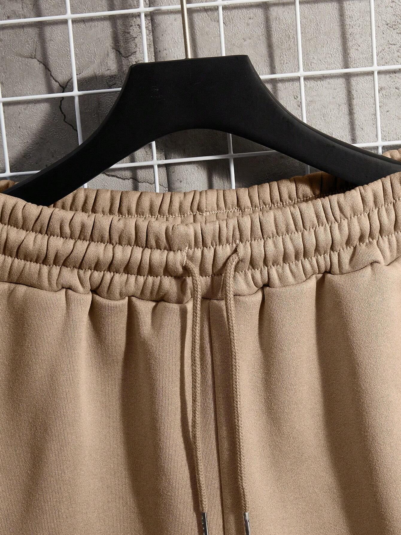 Manfinity Dauomo Men Spring/Summer Casual Solid Color Drawstring Waist Shorts