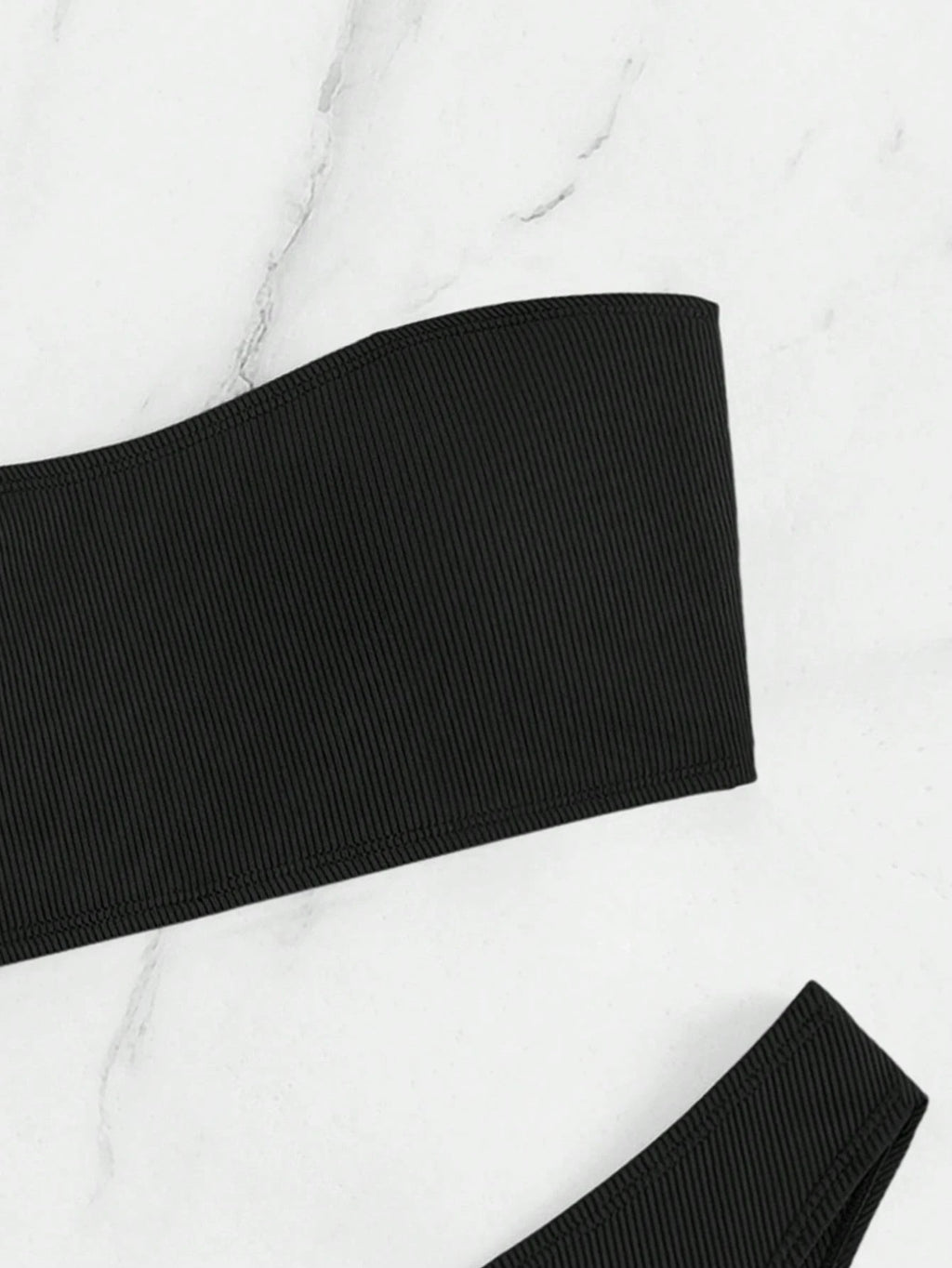 Swim Basics 2Pcs Solid Color Bandeau Bikini Top and Bottoms Swimsuit Set