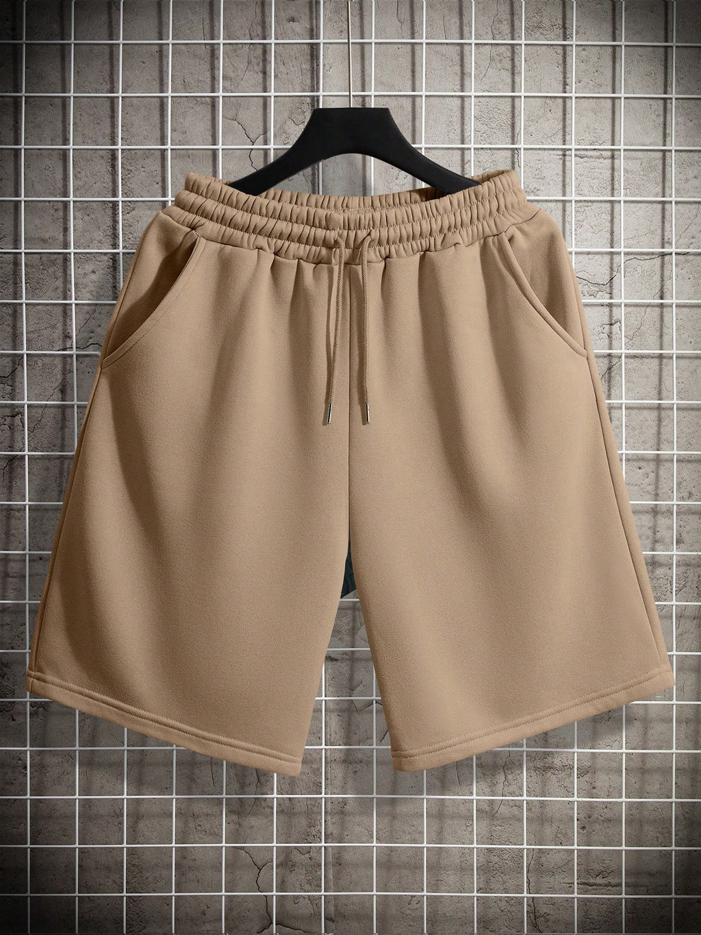 Manfinity Dauomo Men Spring/Summer Casual Solid Color Drawstring Waist Shorts