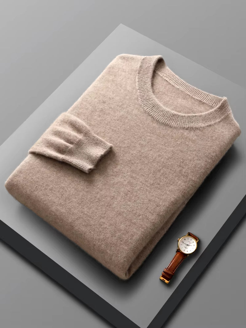 Spring Autumn 100% Pure Merino Wool Pullover Sweater Men O-Neck Long-Sleeve Cashmere Knitwear Female Clothing Grace