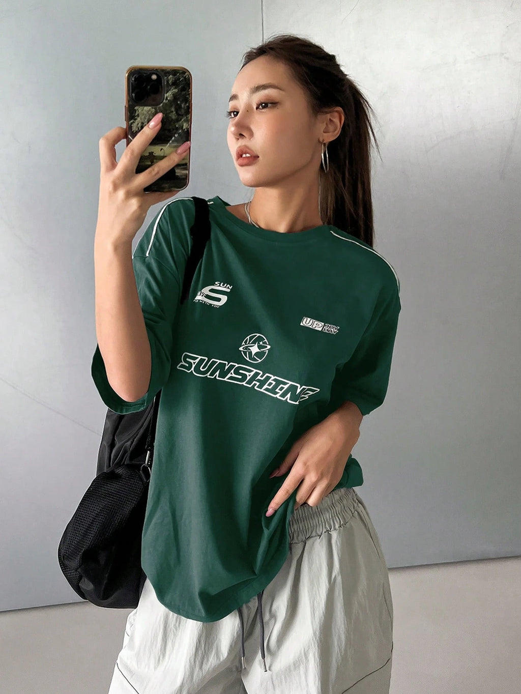 DAZY Summer Casual Loose Short Sleeve T-Shirt with Letter Print Oversized T-Shirt,Graphic Tees