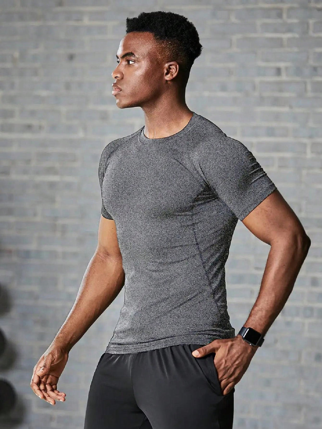 Basketball Sport Compression Tight Tee, Men Fitness Short Sleeve Running Training Shirt