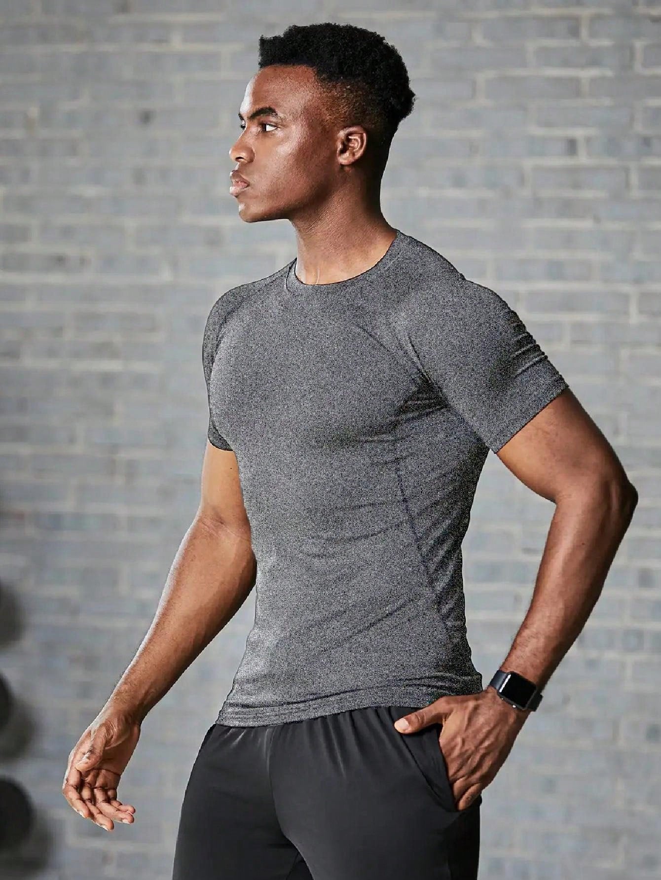 Basketball Sport Compression Tight Tee, Men Fitness Short Sleeve Running Training Shirt