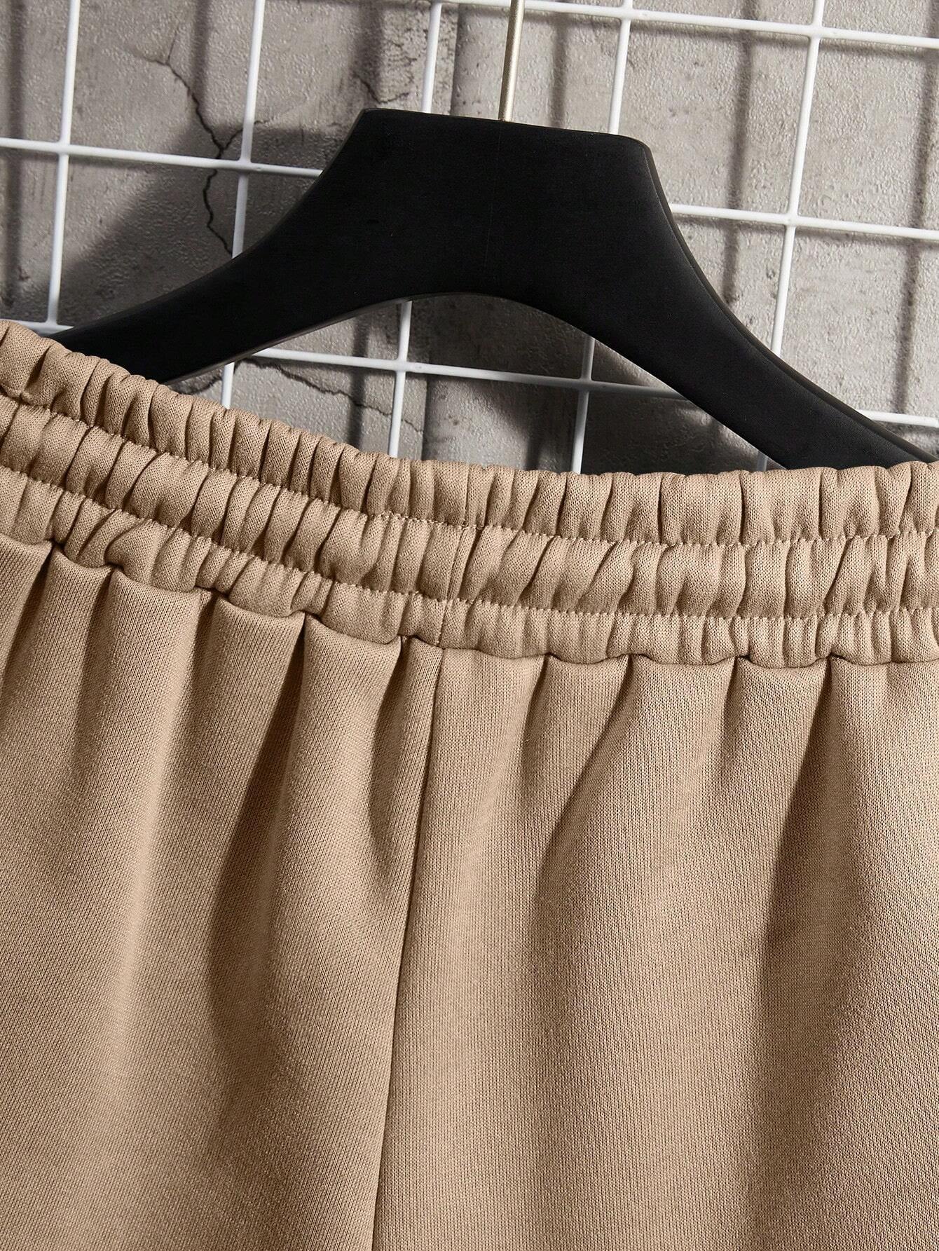 Manfinity Dauomo Men Spring/Summer Casual Solid Color Drawstring Waist Shorts